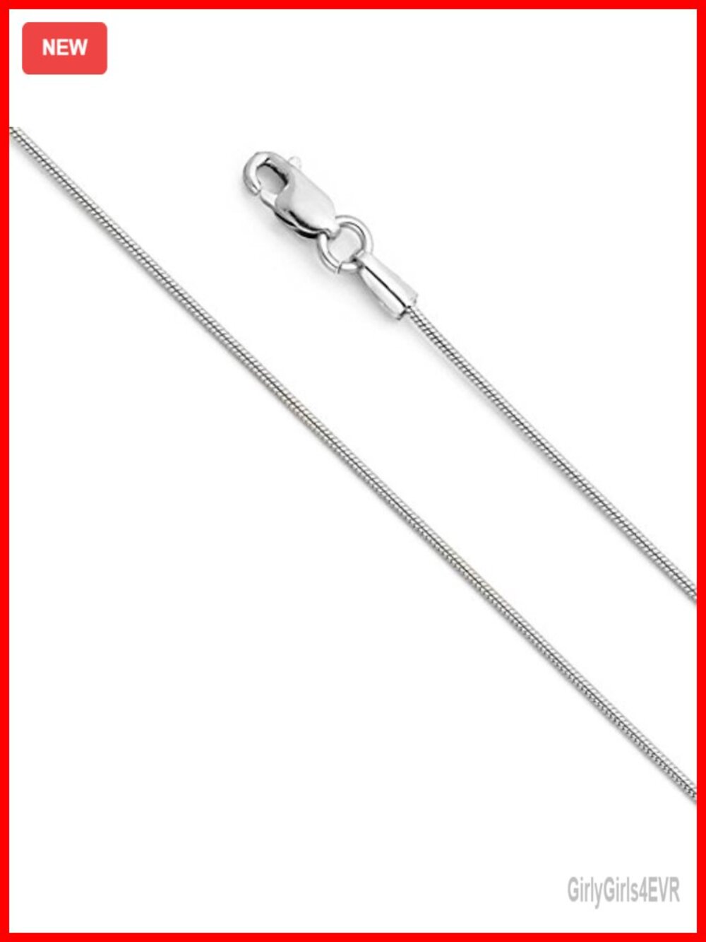 14k Real Yellow or White Gold Round Snake Chain Necklace 0.8mm Lobster Claw